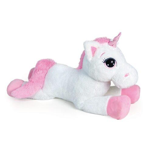 Peluche unicorno bianco steso